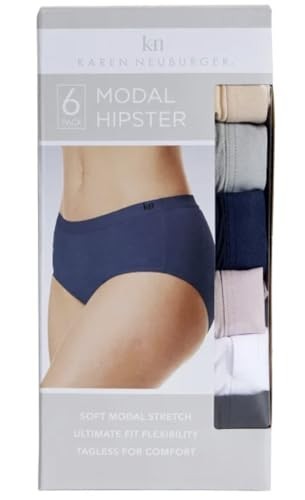 Karen Neuburger Women’s Hipster Underwear Modal, Multicolor, Medium (6-Pack)