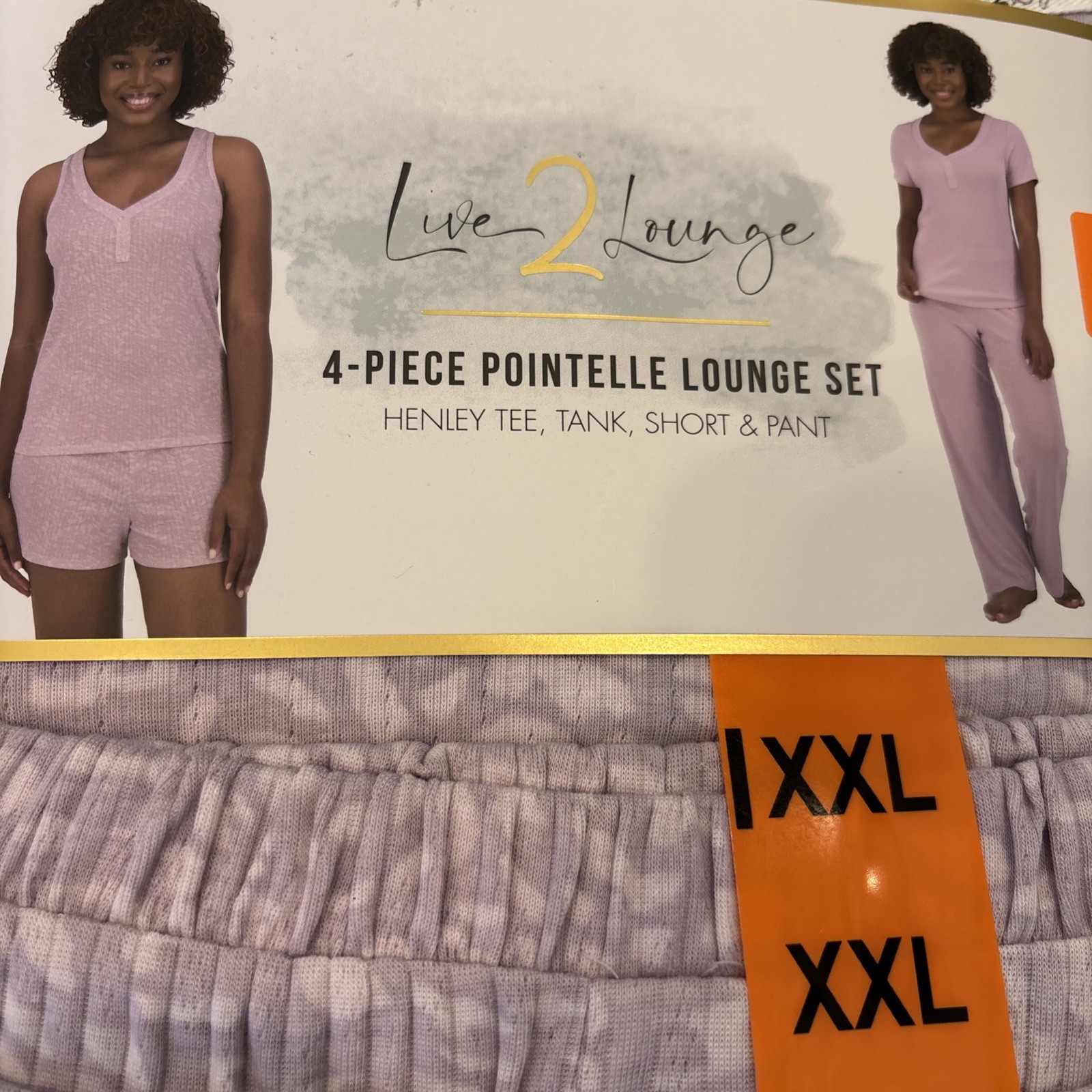 Live2Lounge Women’s 4‑Piece Pointelle Pajama Lounge Set Purple XXL NWT Fast Ship