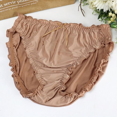 Ruffle Women Panties Underwear Plus Size High Rise Modal Silk Sexy Soft Lingerie