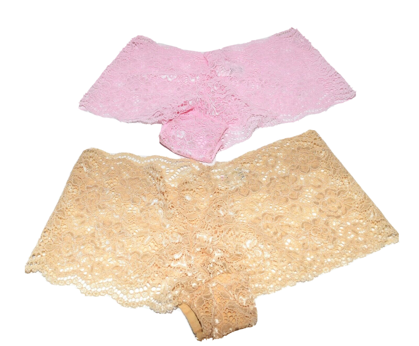 Isaac Mizrahi 2 Pairs Beige and Pink Floral Lace Hipster Panties Size PS NWOT