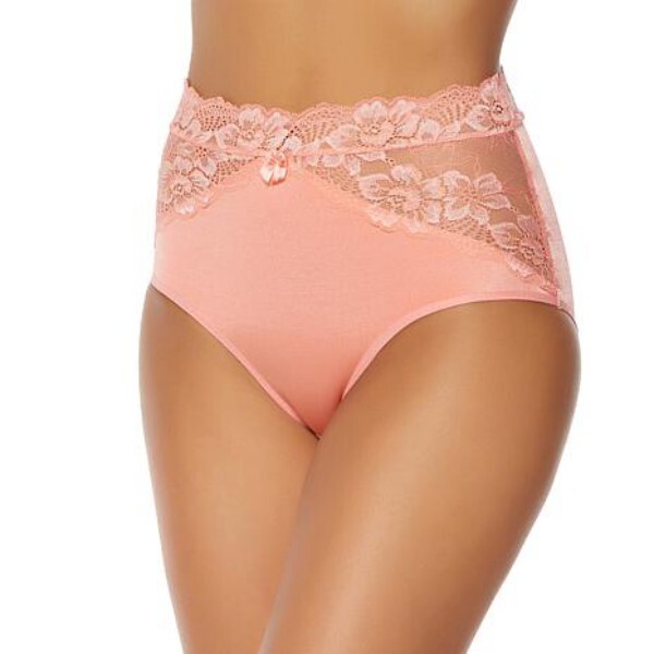 Rhonda Shear Nude Lace Inset Seamless Lt Control Brief Panties New