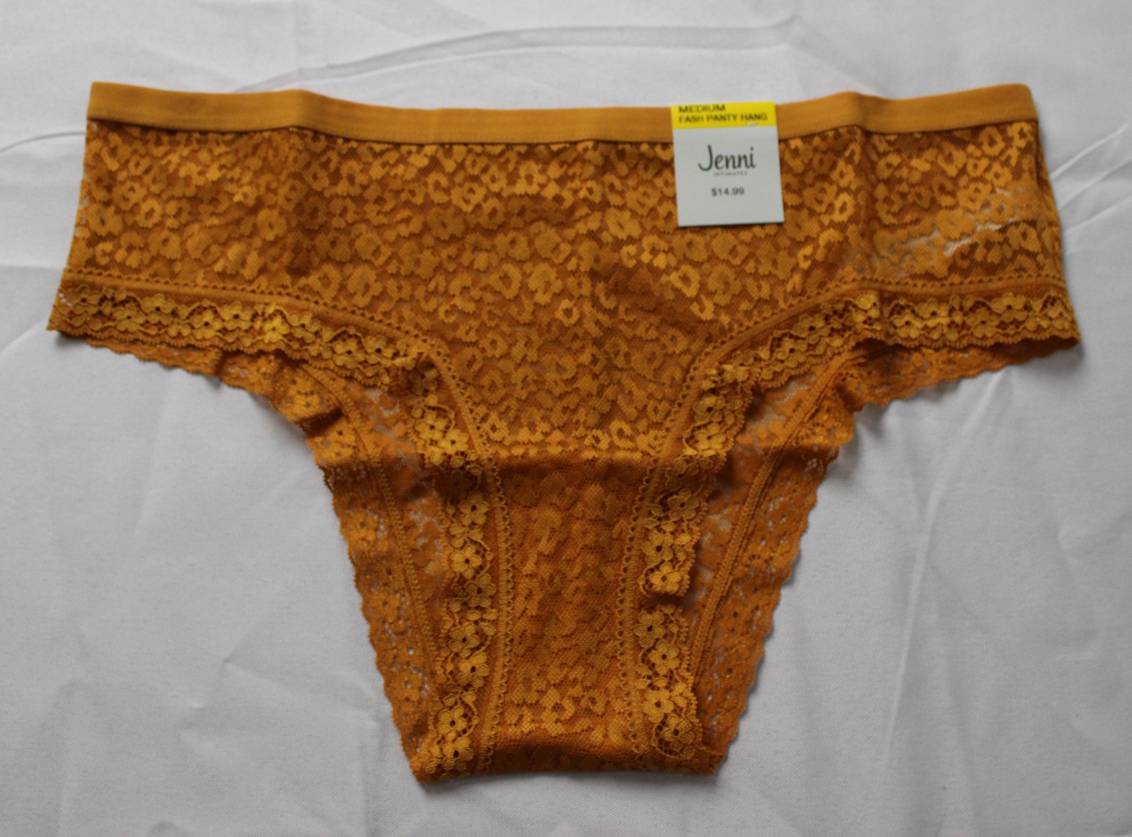 Jenni Intimates Women’s Lace Fashion Panties AR8 Emblem Gold Medium NWT