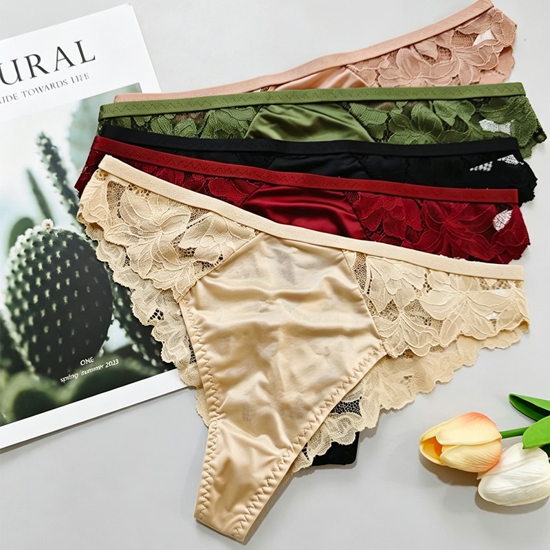 5 Pack Lot Ladies Womens Sexy Panties Underwear Lace Briefs Lingeries Bikinis