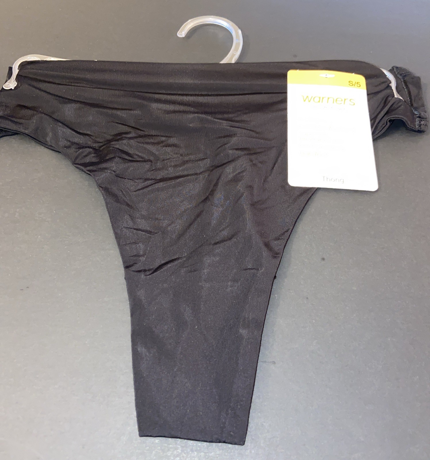 Warners Black Microfiber Thong Panties / Small / 5