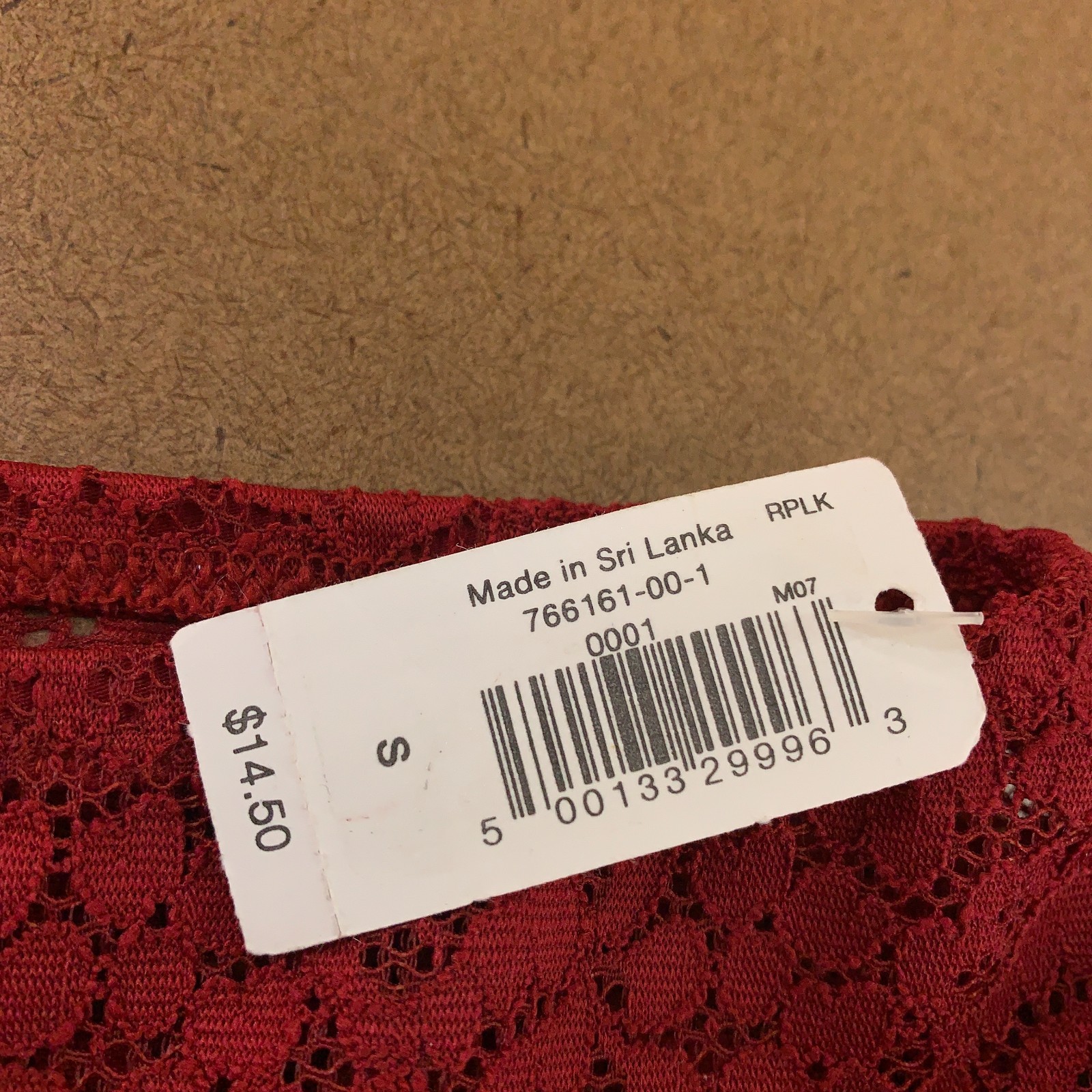 Gap Womens Size Small Sled Red Knit Stretch Lace Hipster Panty NWT