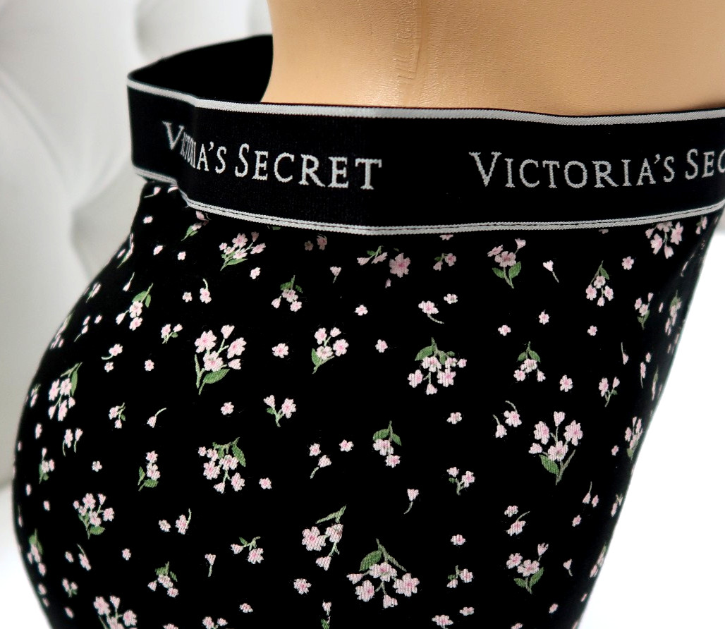 Victoria’s Secret Logo Cotton/Modal Boxer Brief Panty Black Floral S M L XL 2XL