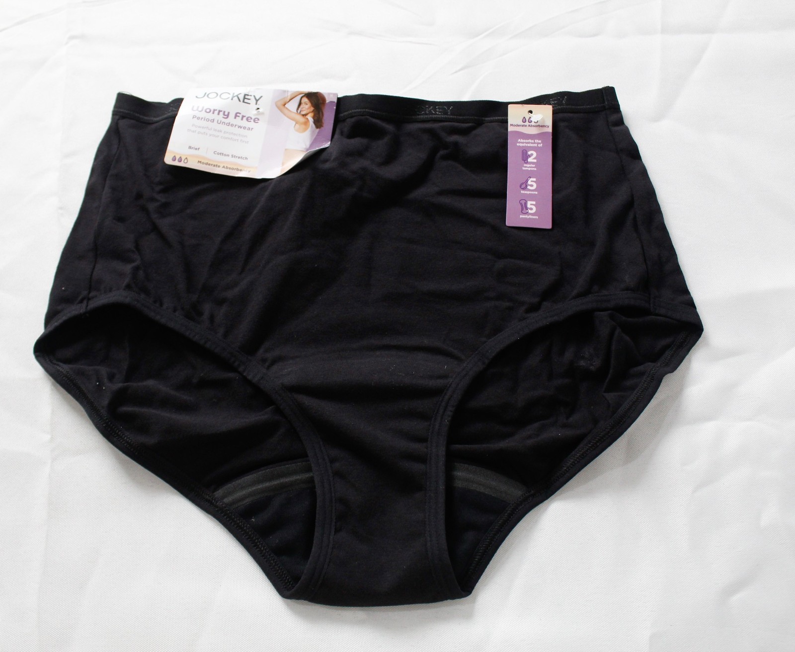 Jockey Women’s Microfiber Moderate Absorbency Brief DH3 Black Medium