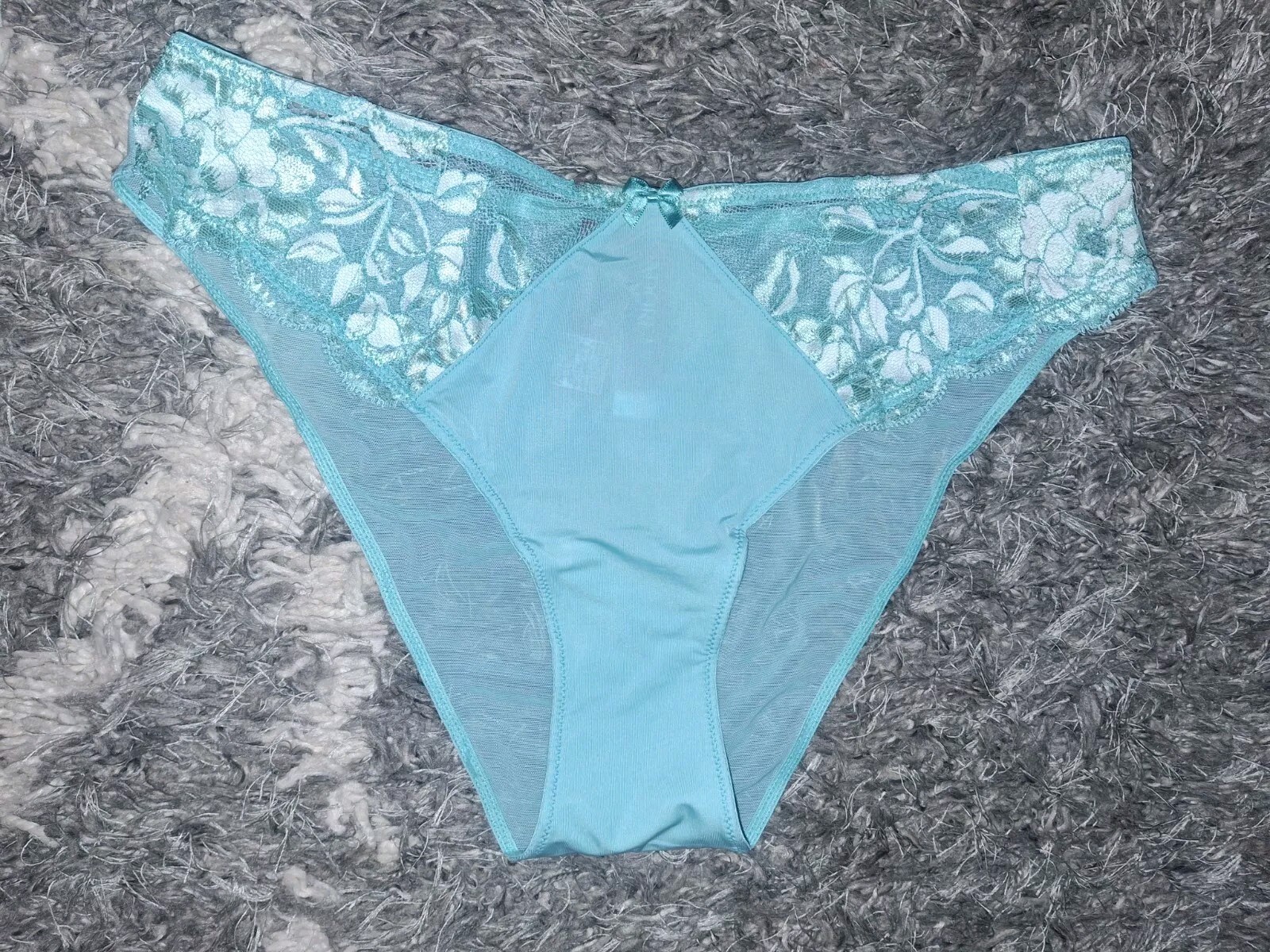 Adore Me/VS Lace & Mesh Brazilian Panty NEW Medium Aqua