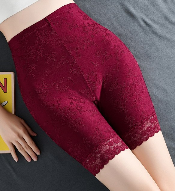 Women High waist Leggings lace Floral ice silk Plus size safety Underpants 92251