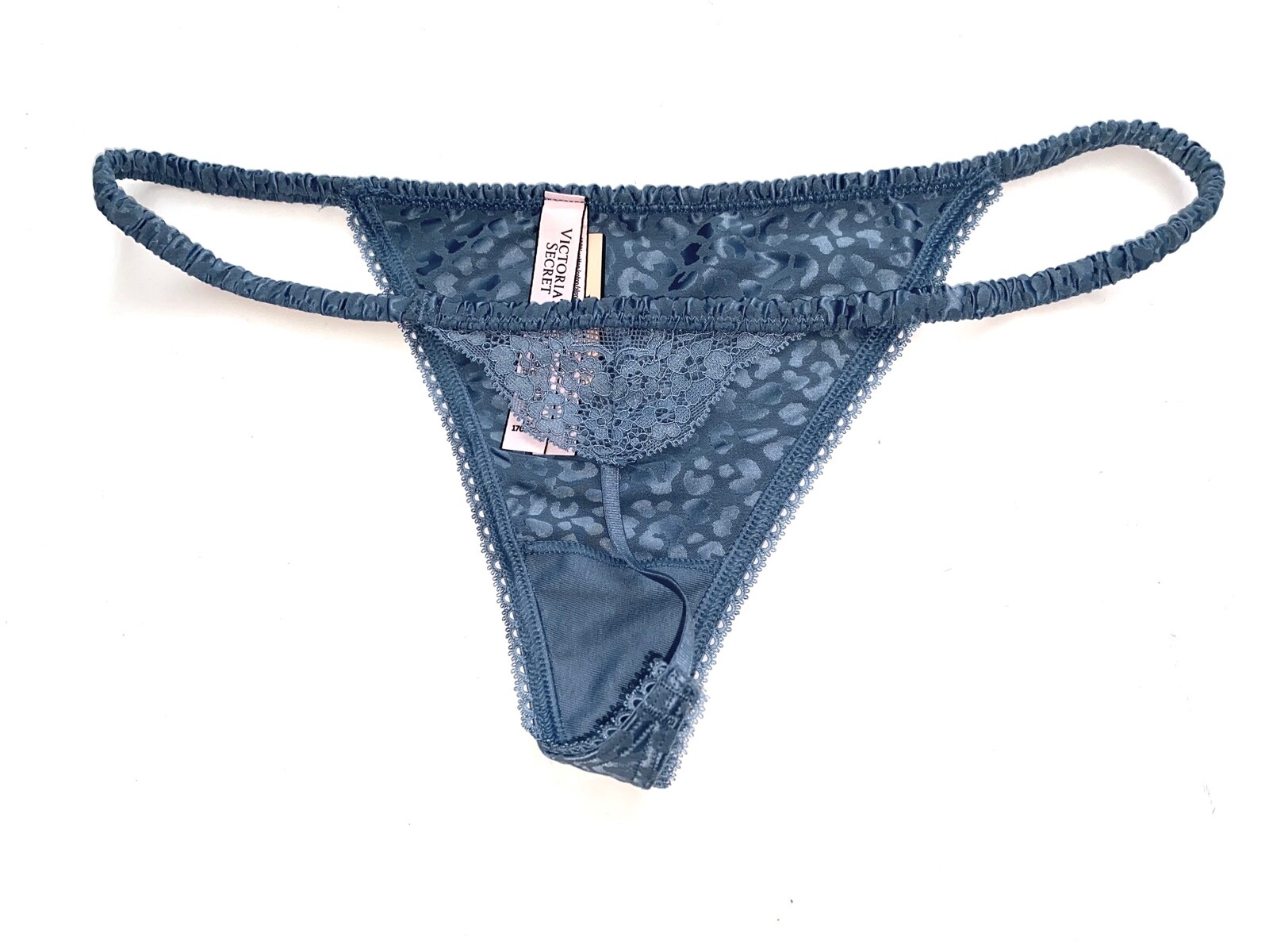 Victoria’s Secret V String Panty Blue Animal Print Satin Sexy XS S M XL