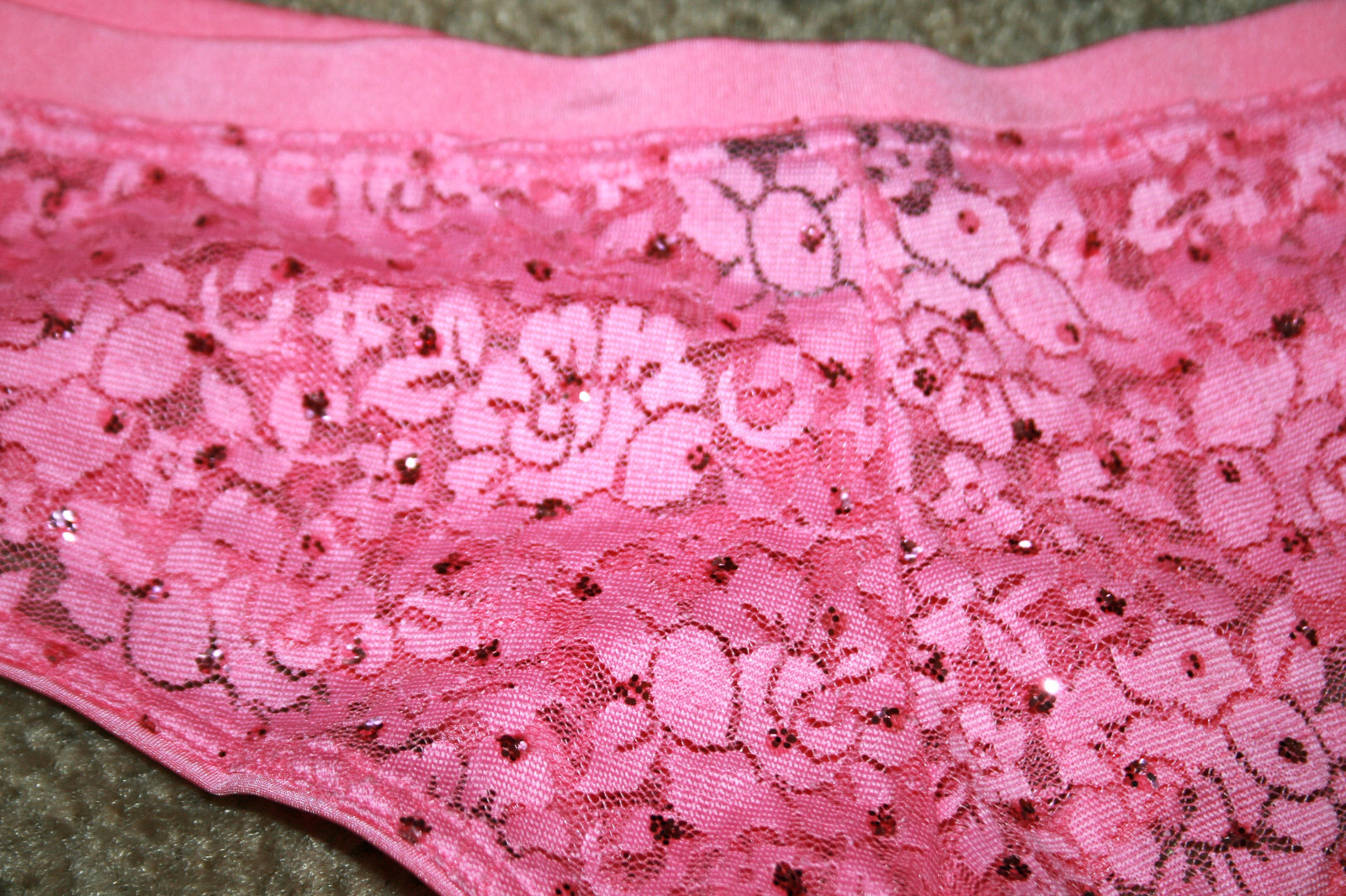 Victoria’s Secret Sexy Little Things Panties Pink Sequins Lace Small Hiphugger