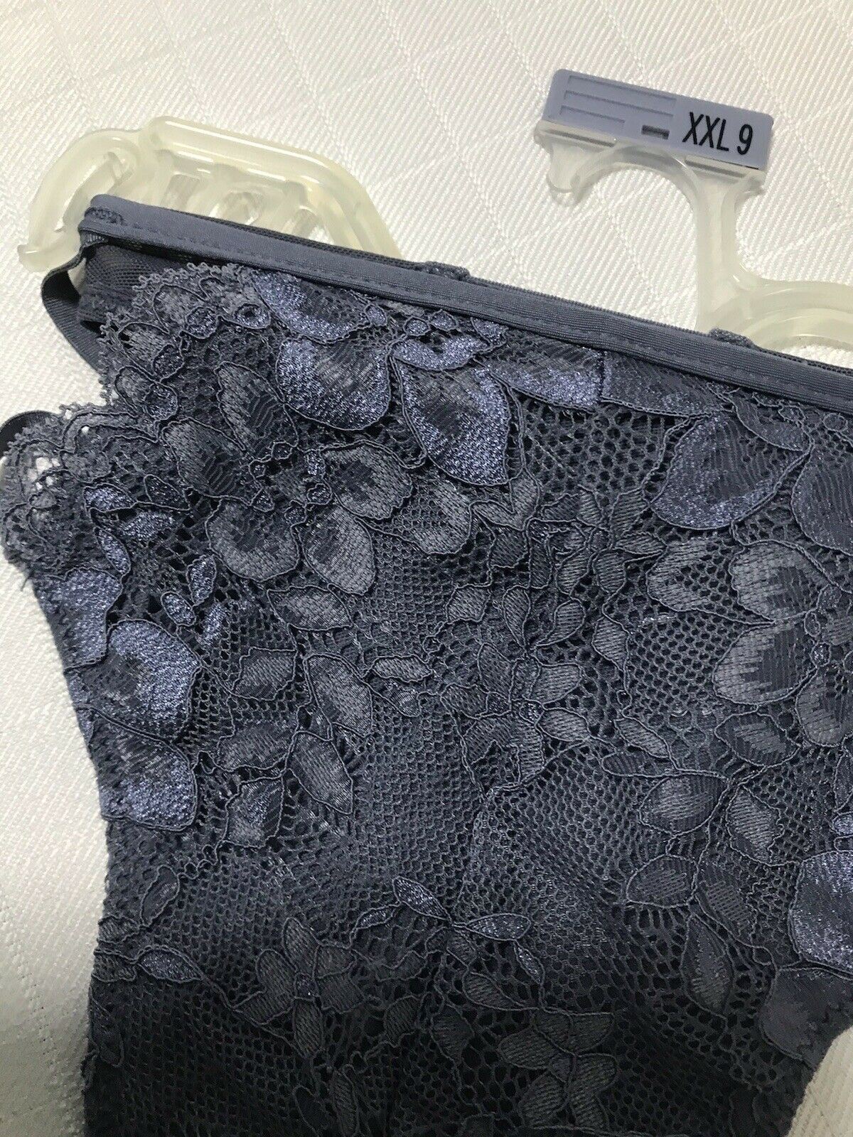 WOMENs Thong Panties (Size XXL/9) Steel Blue Lace Panel Smart Sexy 1) panty