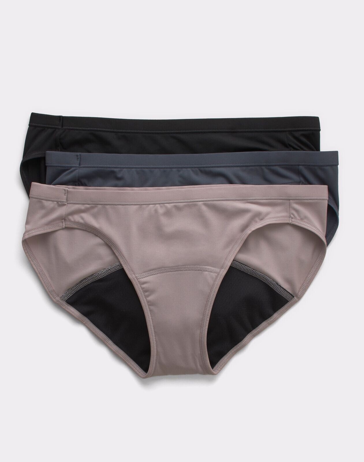 Hanes 3-Pack Womens Period BIKINIS Leak Protection Underwear Panties ~ XL/8 NIP