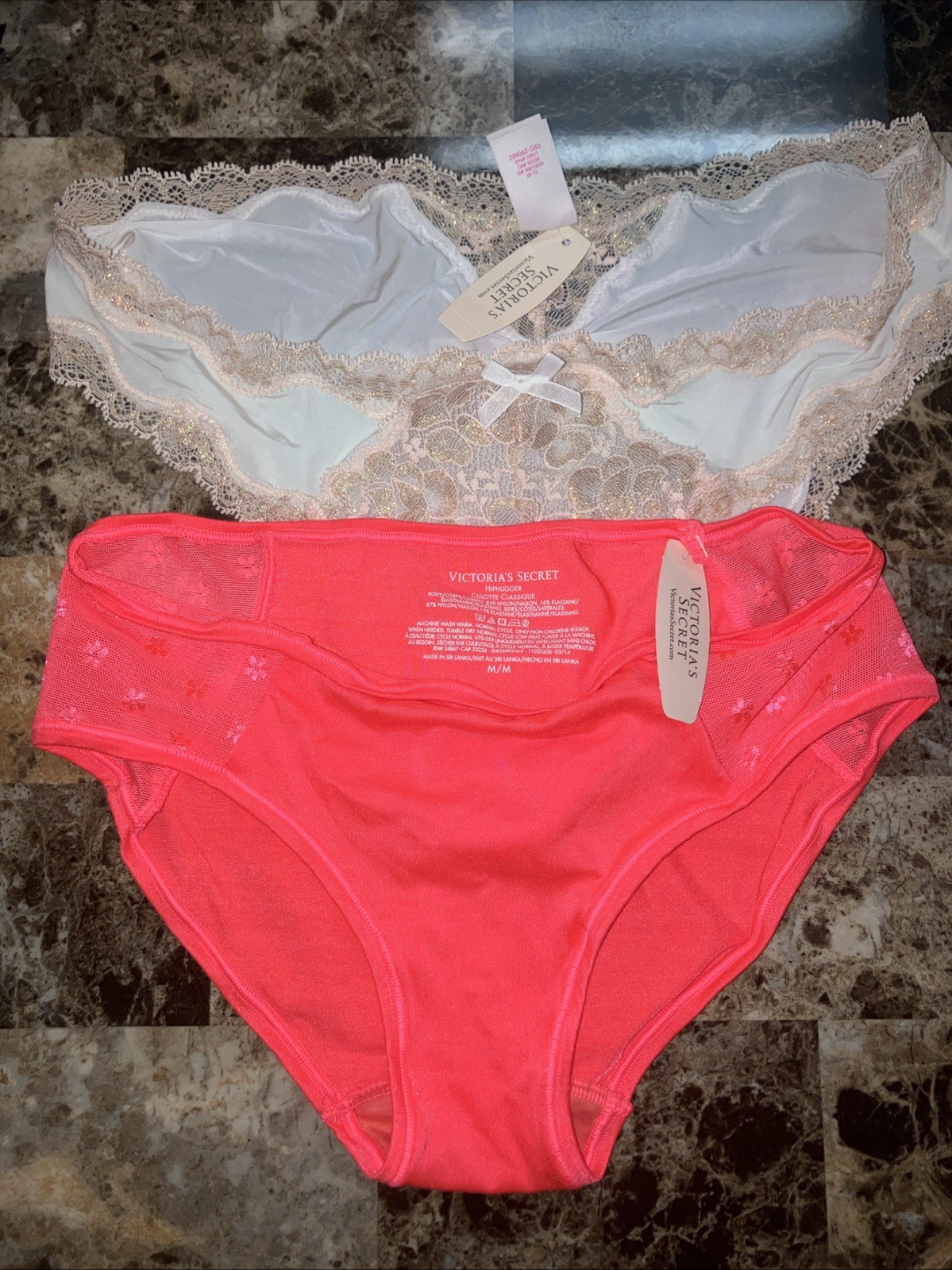 2 NWT Vintage Victoria’s Secret Cotton Lace Back Low-Rise Hiphugger Panties M