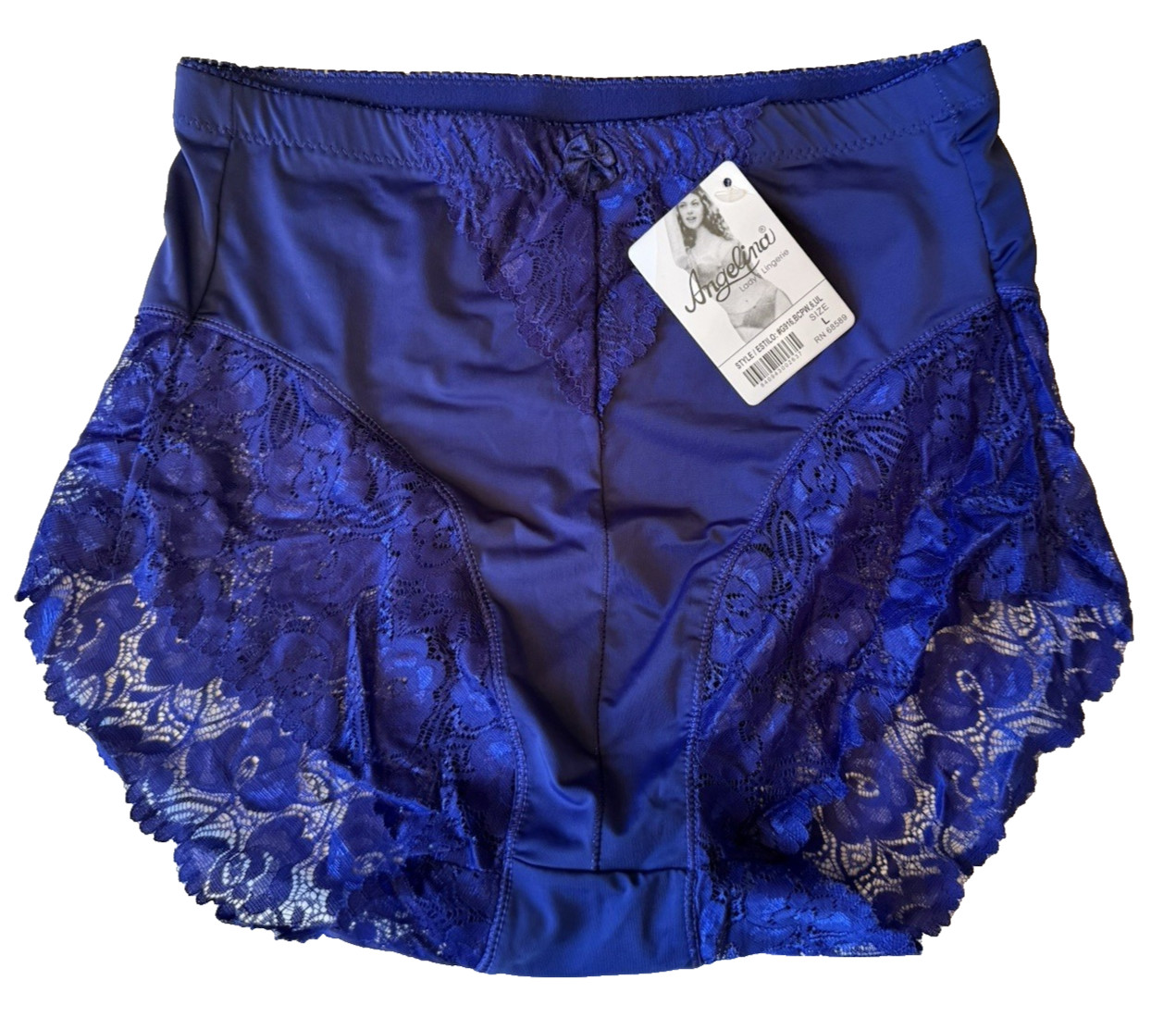 Panty Underwear Blue Angelina Brief with Lace Trim Size Large Panties