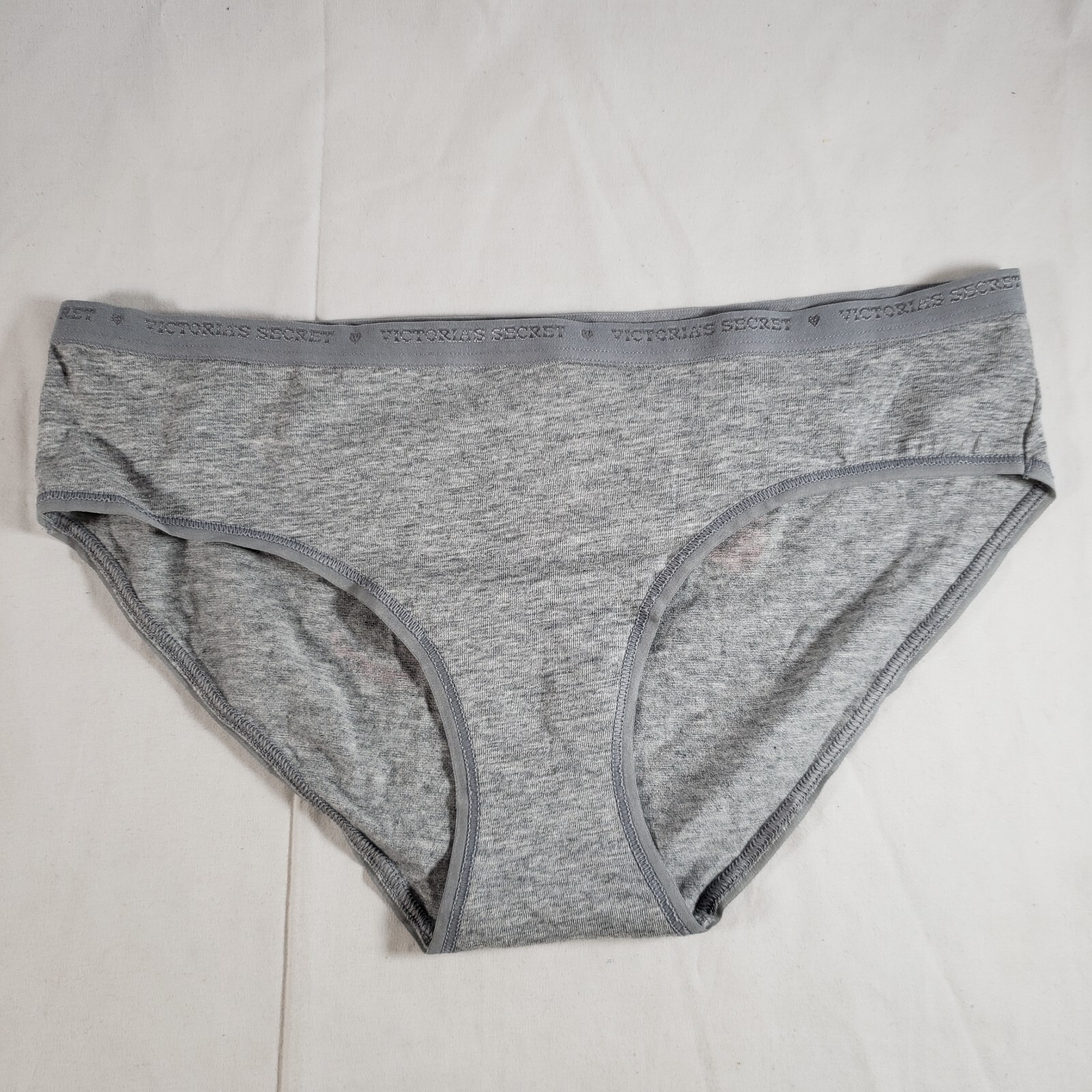 Victoria’s Secret Hiphugger Small Cotton Blend Gray Red Love Me