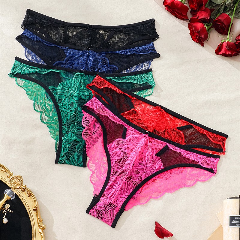 5 Pack Lot Sexy Womens See Through Lace Panties Underwear Briefs Ladies Lingerie