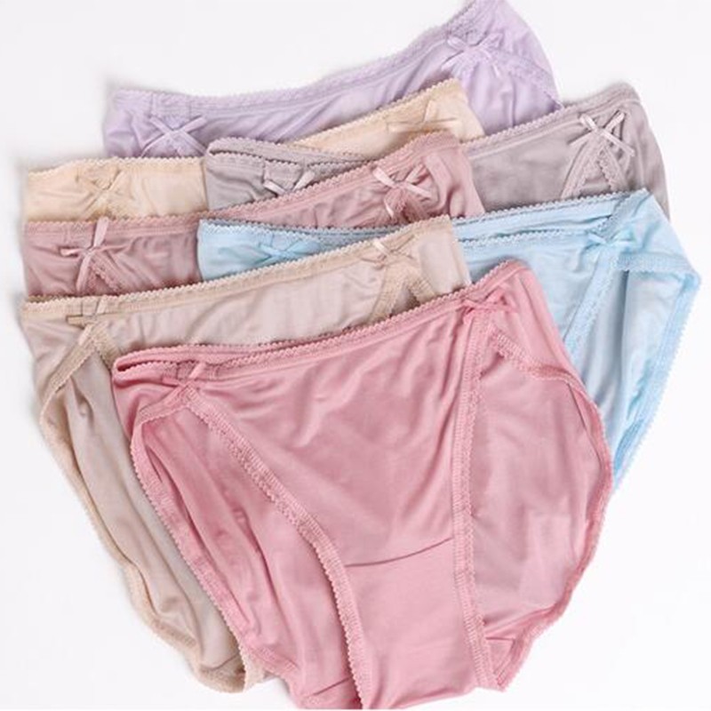Mulberry Silk Women Sexy Panties Natural Silk Brief Seamless Underwear Lingerie.