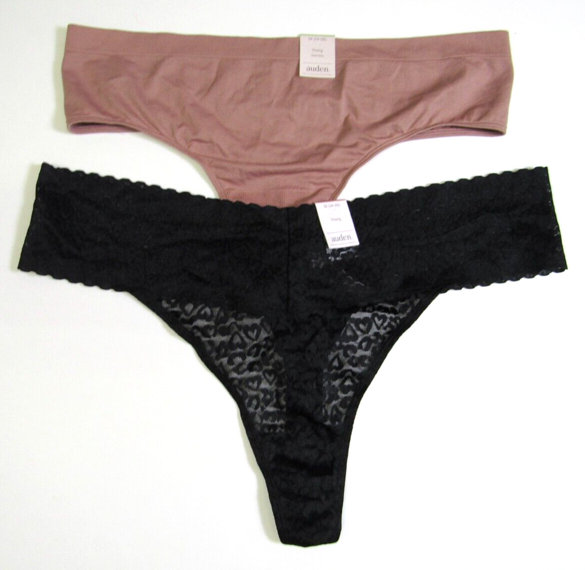 Auden Women’s Thong 2 Pack Variety Panty Underwear Plus Size 3X (24-26)