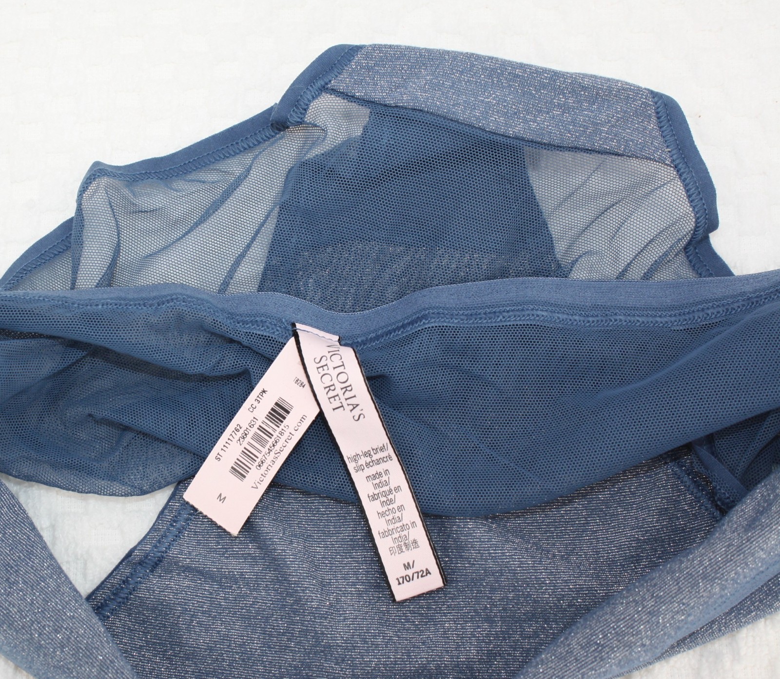 NWT 5 VICTORIA’S SECRET HIGH LEG BRIEFS Cotton GRAY GREEN PINK BLACK BLUE mesh M