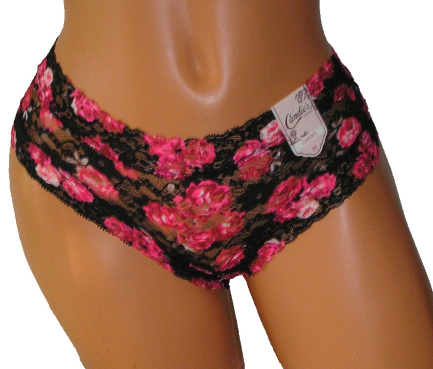 Panties Lingerie Candie’s Floral Lace Black Cheeky, Medium Adult Gift