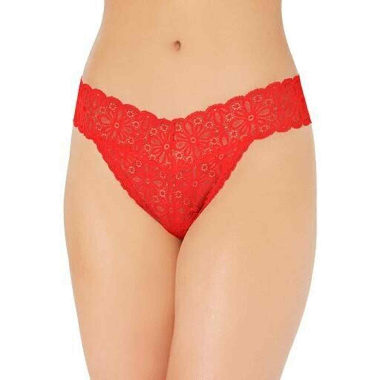 Jenni Plus Size One Size Lace Thong Underwear Fits Sizes 1X-3X Cayenne