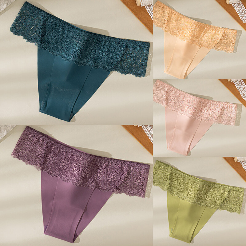 5 Pack Lot Sexy Womens Lace Low Waist Panties Briefs French Underwear Lingeries