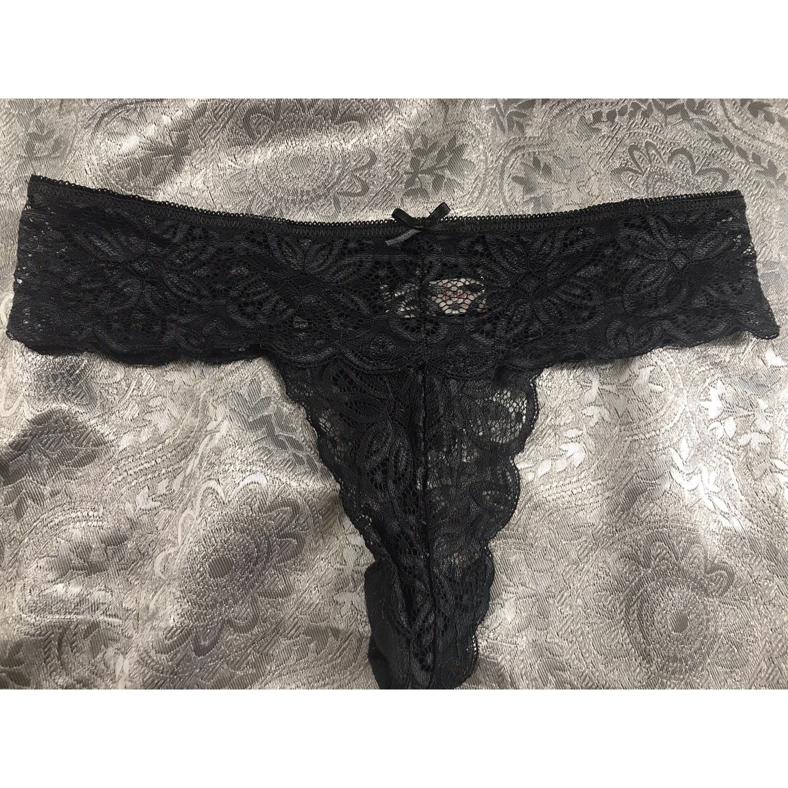 Hush Intimates Thong panty black Lace Med Sissy Whimsical Fairy Coquette Girl