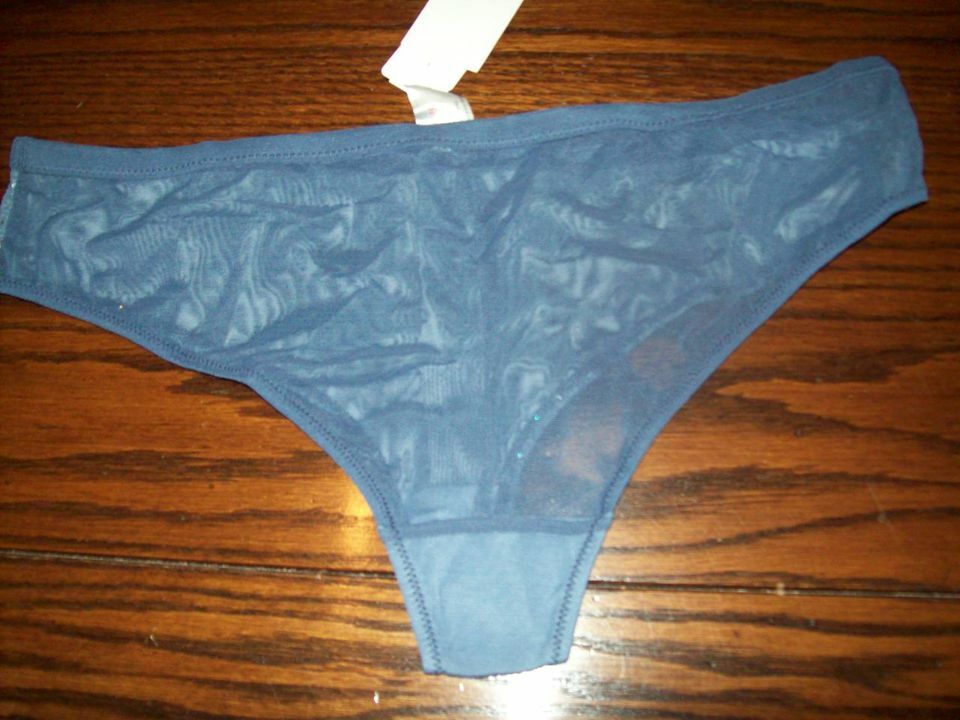 NWT LUNAIRE WHIMSY BIKINI PANTIES FLORAL UNDERLAY W SHINE 28132 DENIM M L XL