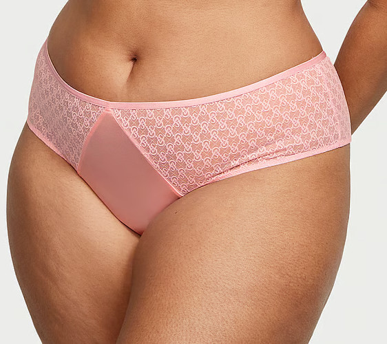 XXL Pink Blossom Satiny Insert LOGO Lace Very Sexy Cheeky Victorias Secret Panty