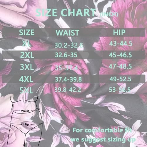 Women’s Plus Size Underwear Floral Print 4X-Large 6 Pack Plus Panties Yj Floral