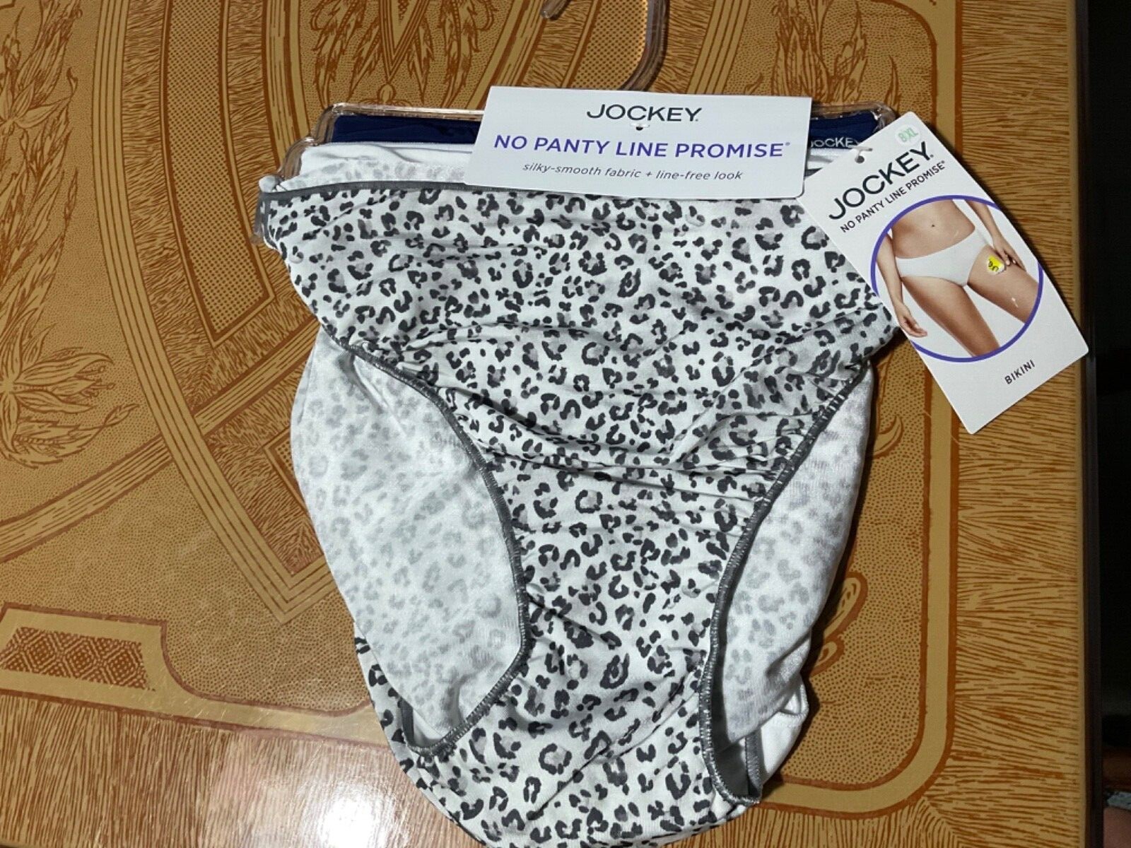 Jockey No Panty Line Promise Grey/Black/White Bikini Panties -6-Set of 3–NWT