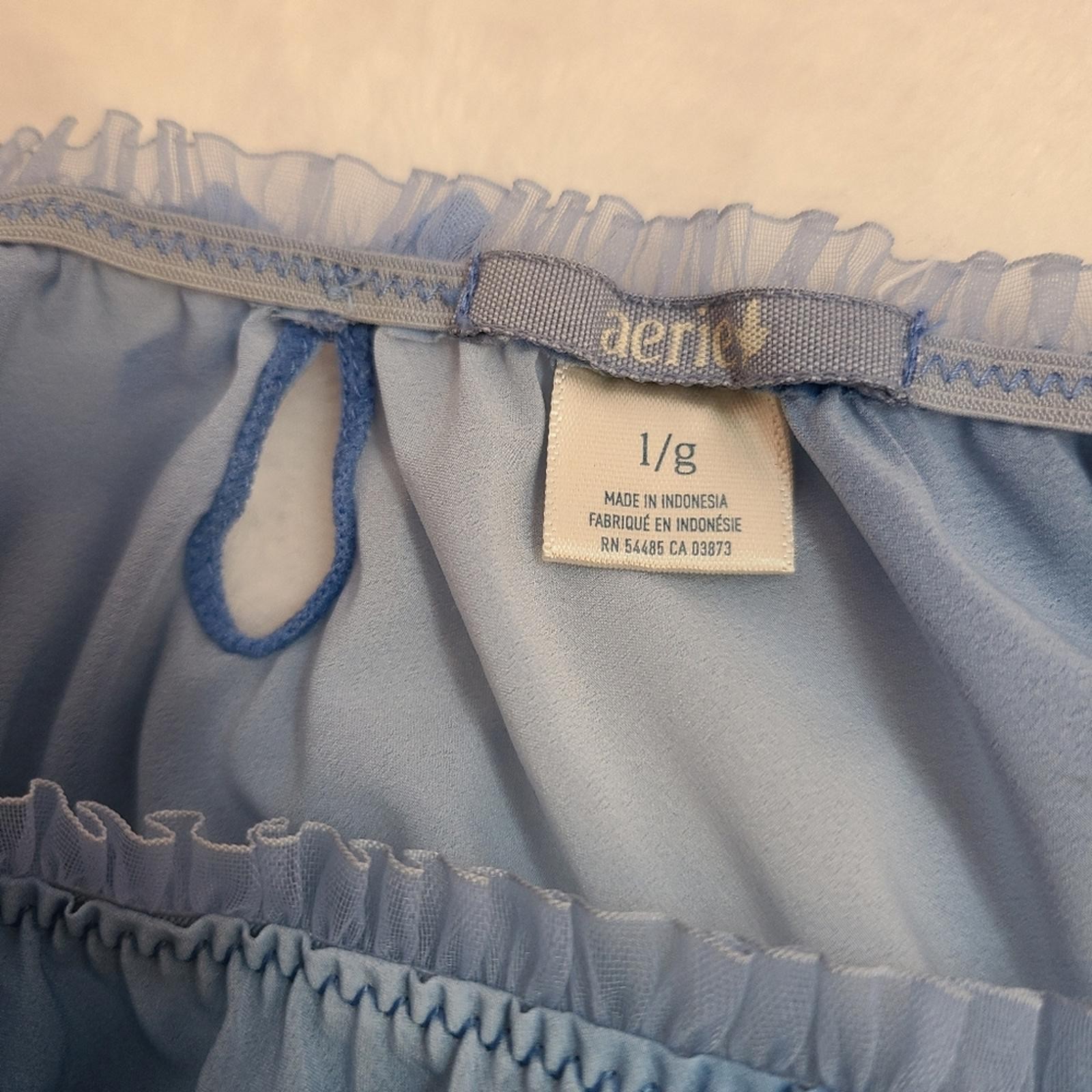 Rare VTG Aerie Cloud Dye Chiffon Ruffle Hipster Bikini Panty Size Lg Blue