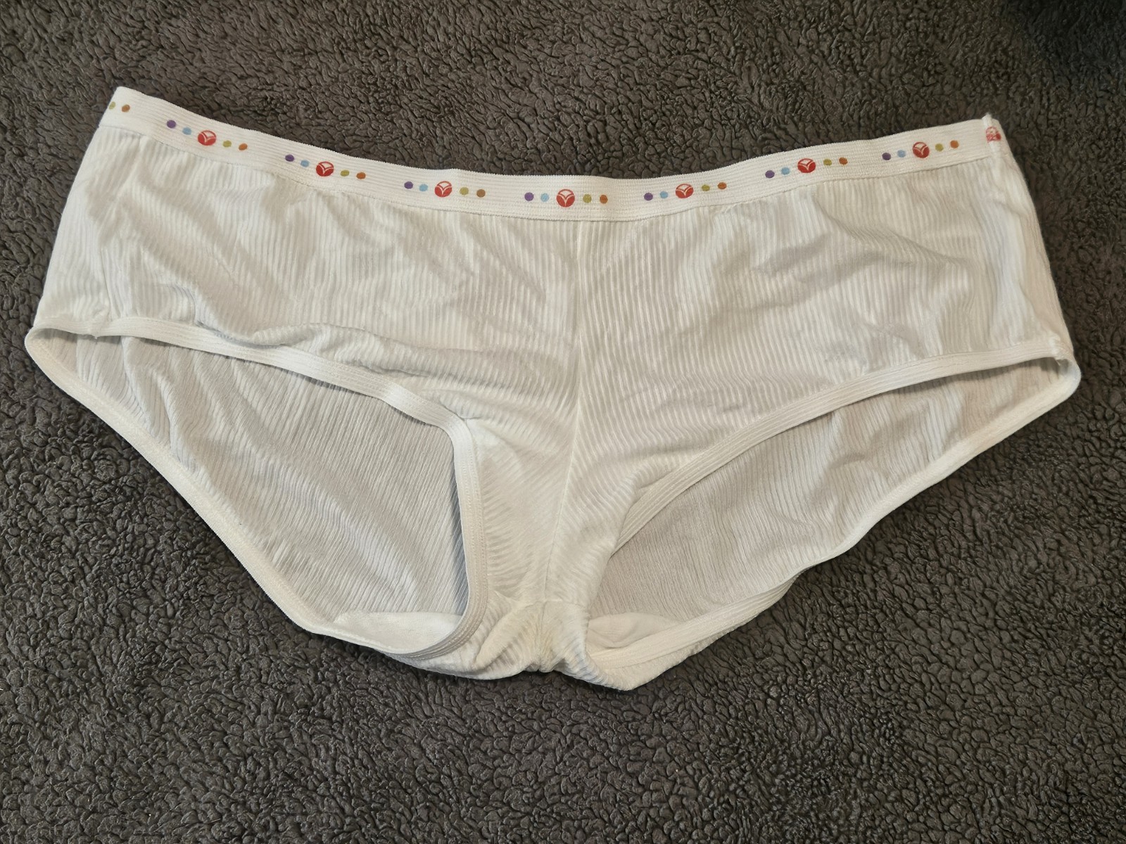VTG Vassarette Women’s Boyleg Panties White w/Polka Dot Waist Trim Sz:7/44