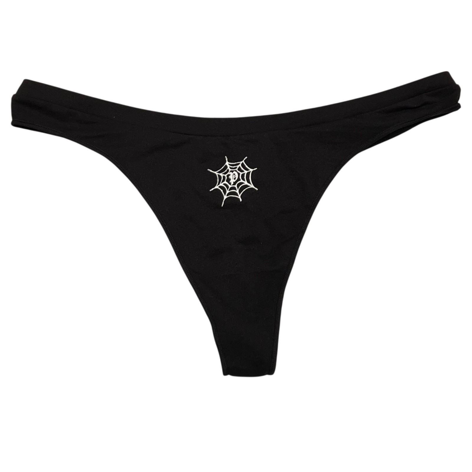 NWT VICTORIA’S SECRET PINK Thong Pantie Sz S-M-L-XL Black White Spider Web