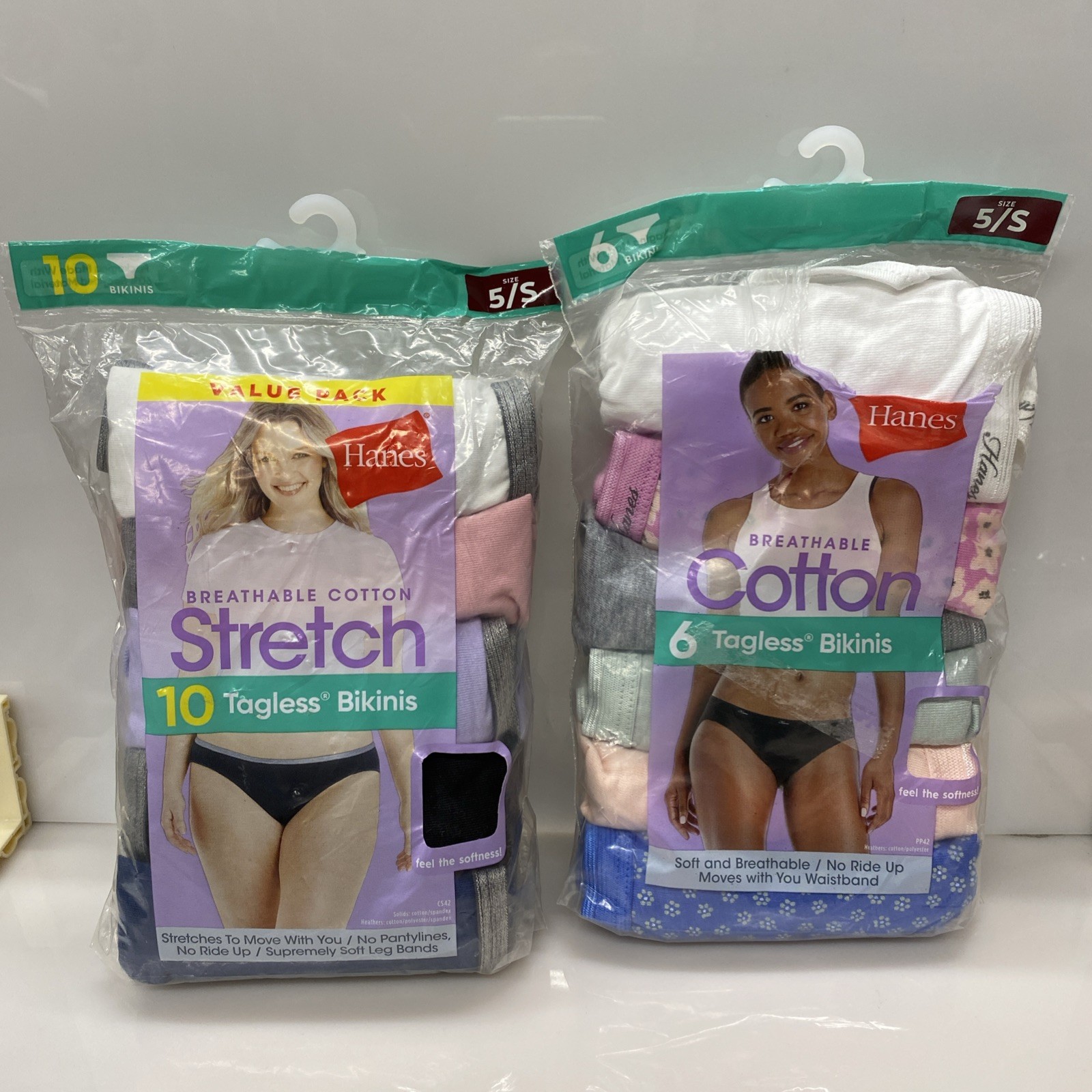 Hanes Womens Bikini 10-Pack + 6 Pack Underwear Panties Cotton Stretch 5/S Damage