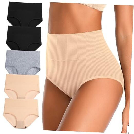 Womens Underwear Full Coverage Panties for X-Large-XX-Large 2black+2nude+1grey