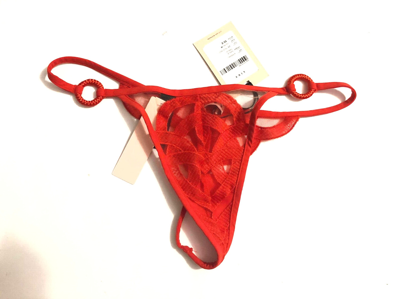 Livy by Victoria’s Secret Embroidery Mesh Lace Thong Panty Red Size Medium NWT