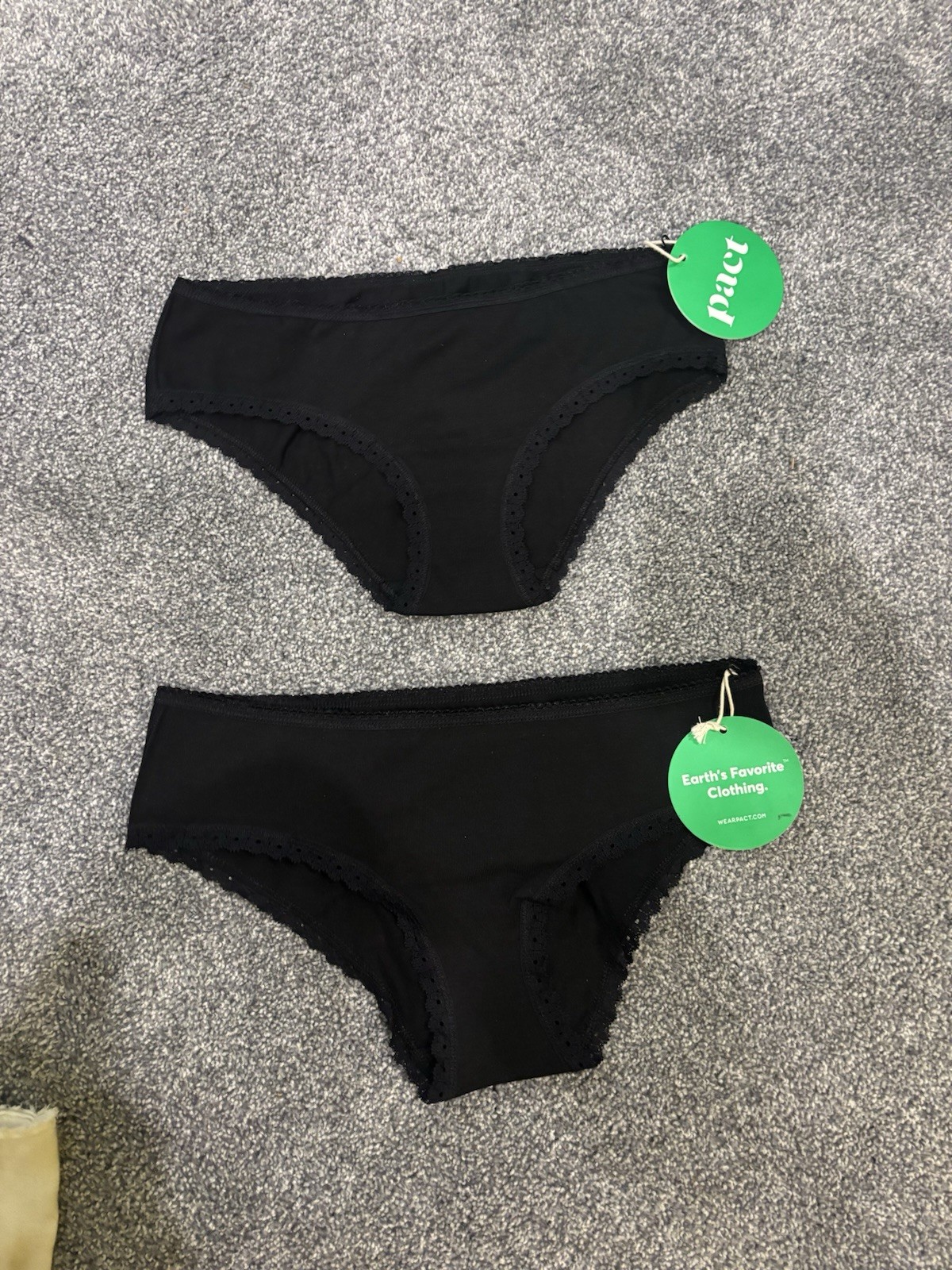 Pact Organic Cotton Underwear Small Lot Of 2 Lace Trim Hipster