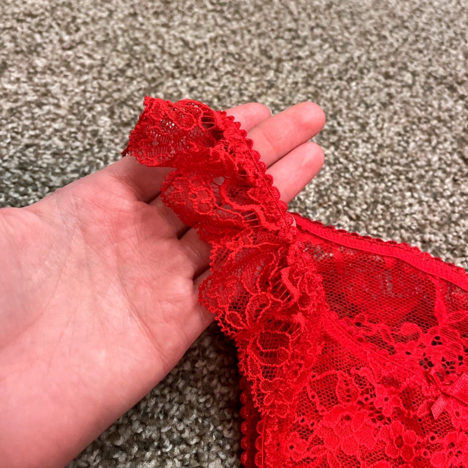 Victoria’s Secret NWT Small Red Lace Ruffle Bikini Panties Sexy Cheeky High Hip