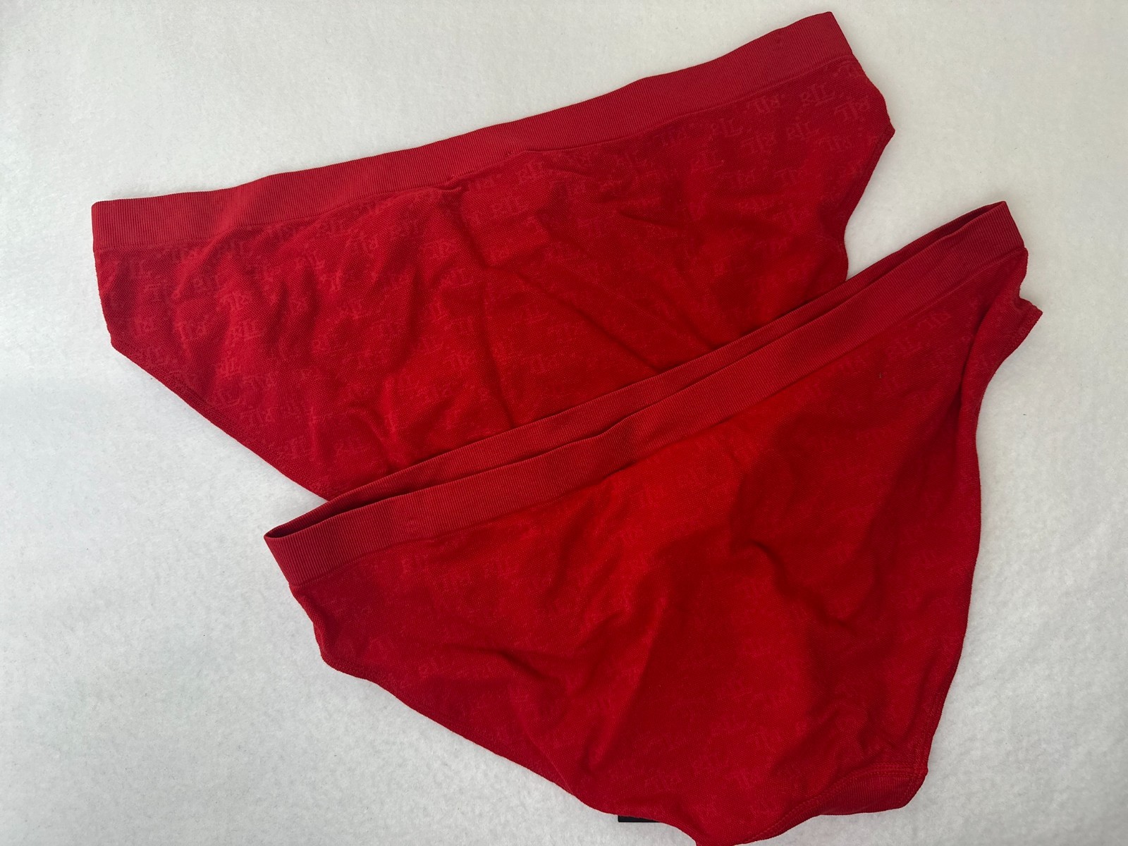 Lauren Ralph Lauren Underwear Bikini Brief Red Large Monogram Mesh Jacquard 2Pk