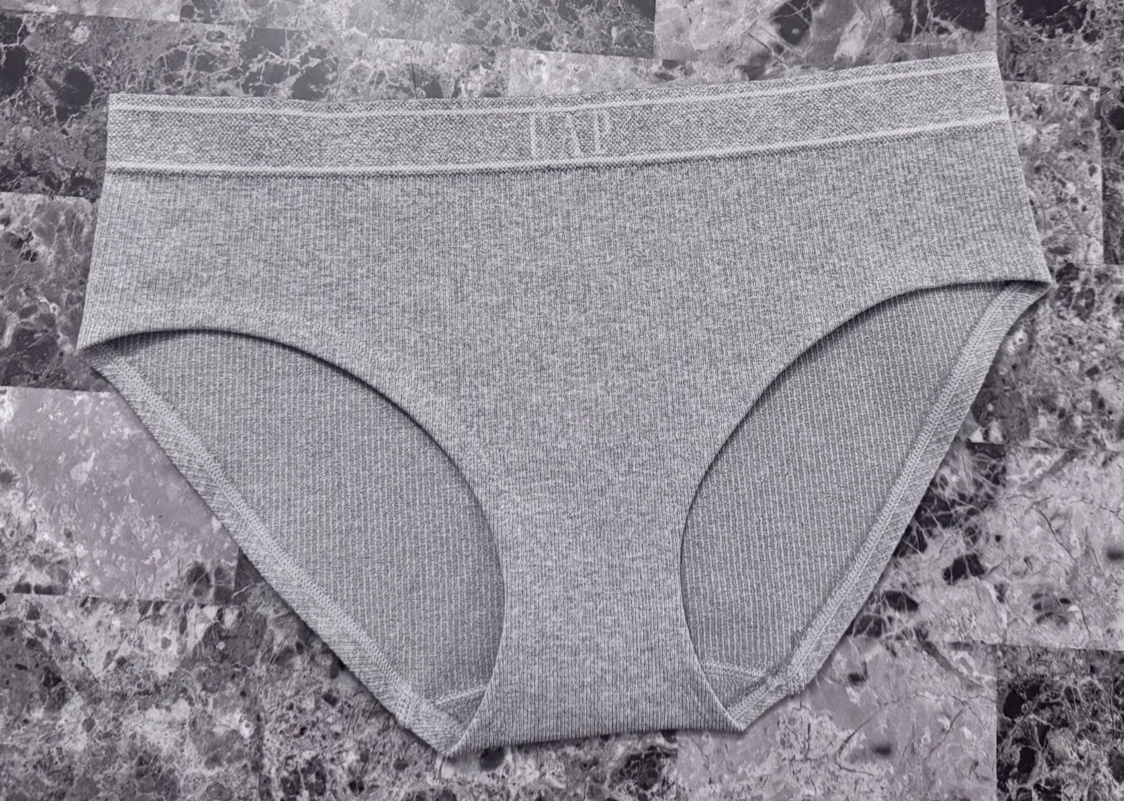NWOT GAP BODY XL GRAY RIBBED STRIPE LOGO WAISTBAND SEAMLESS HIPSTER PANTIES