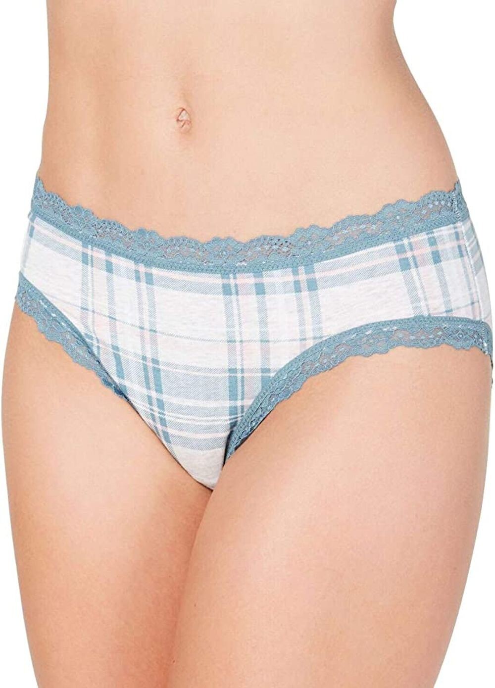 Jenni by Jennifer Moore Women’s Lace Trim Hipster Panty Gray Fall Plaid XXL