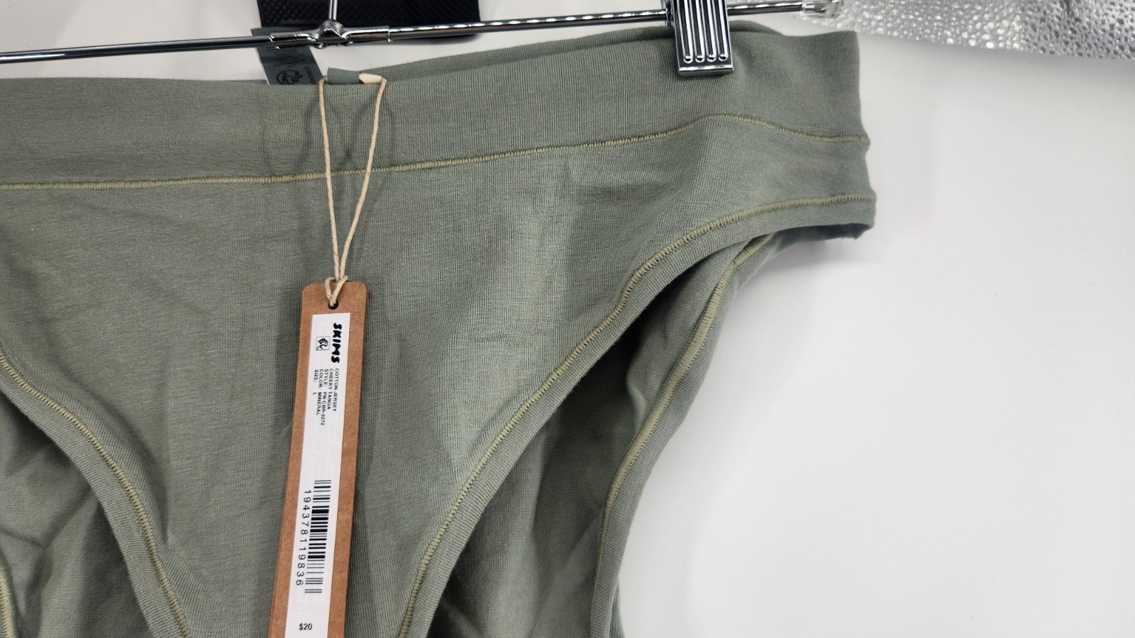 SKIMS Large Mineral Green Cotton Jersey Cheeky Tanga Panty Bottom PN-CBR-0272