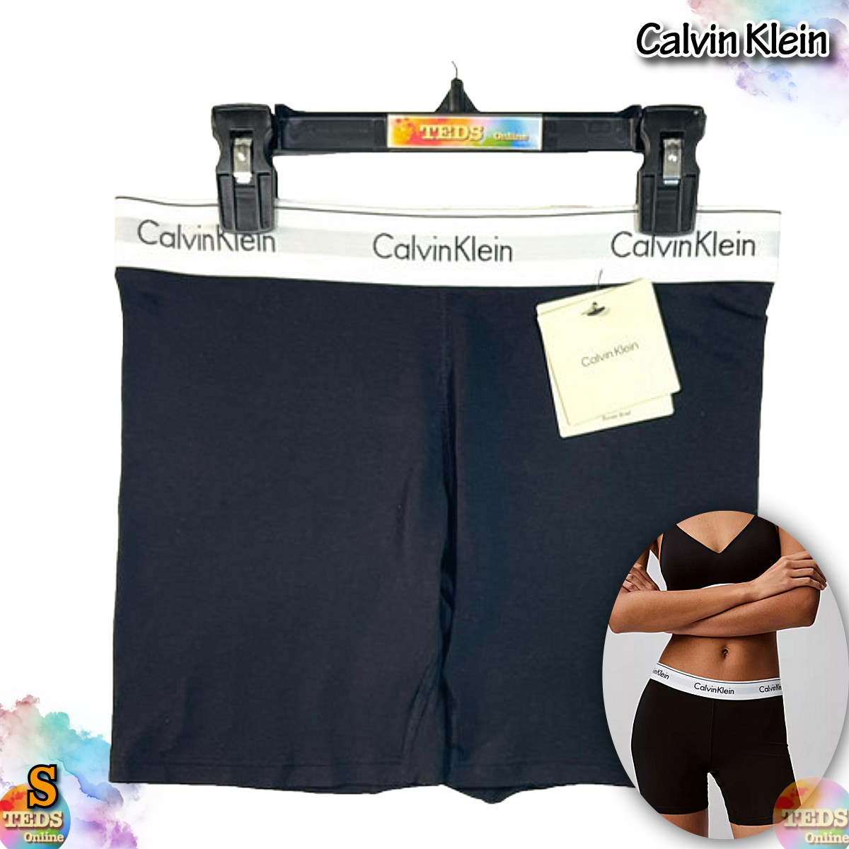 NWT Calvin Klein Women’s S Small Modern Cotton Boxer Brief QF7625 Black