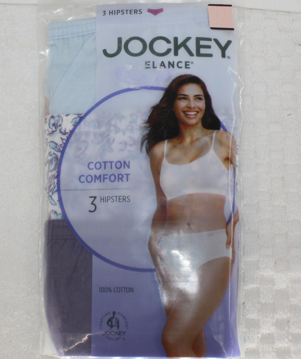 New 3 pack JOCKEY covered waistband 100% cotton HIPSTER BLUE PURPLE FLORAL