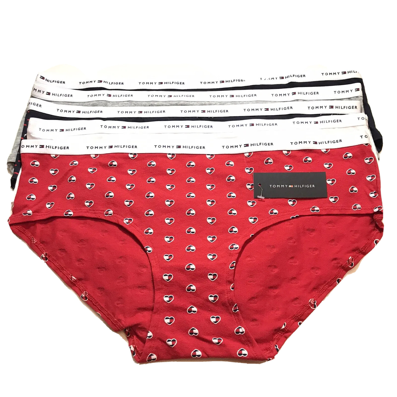 Tommy Hilfiger-Large-Hipster Women’s Cotton Panties -5 Pack -Red-See Description