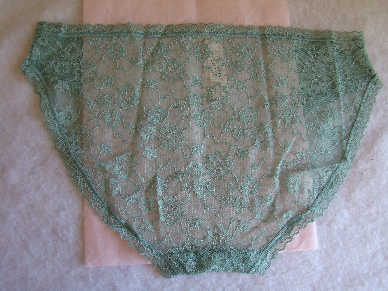 New Victoria’s Secret Fern Green Floral Lace with Lace Trim Bikini Panty