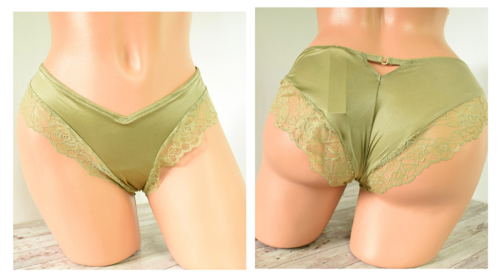Victoria’s Secret XLARGE *VERY SEXY* ROSE LACE TRIM HIGH-LEG CHEEKY Spanish Moss