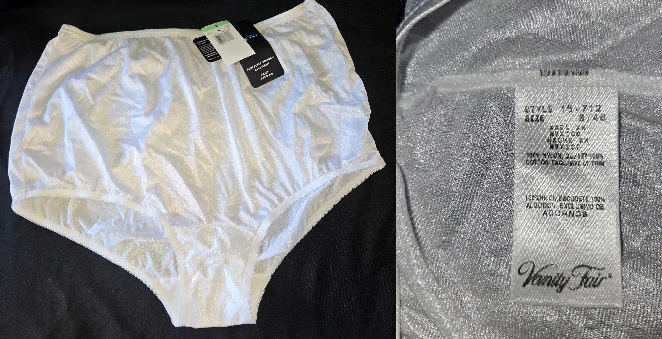 NWT VTG Vanity Fair Panties 8 White Silky Satin Nylon Semi Sheer 15712 Granny F9